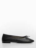 Mango Selli Flat Leather Ballet Pumps, Black