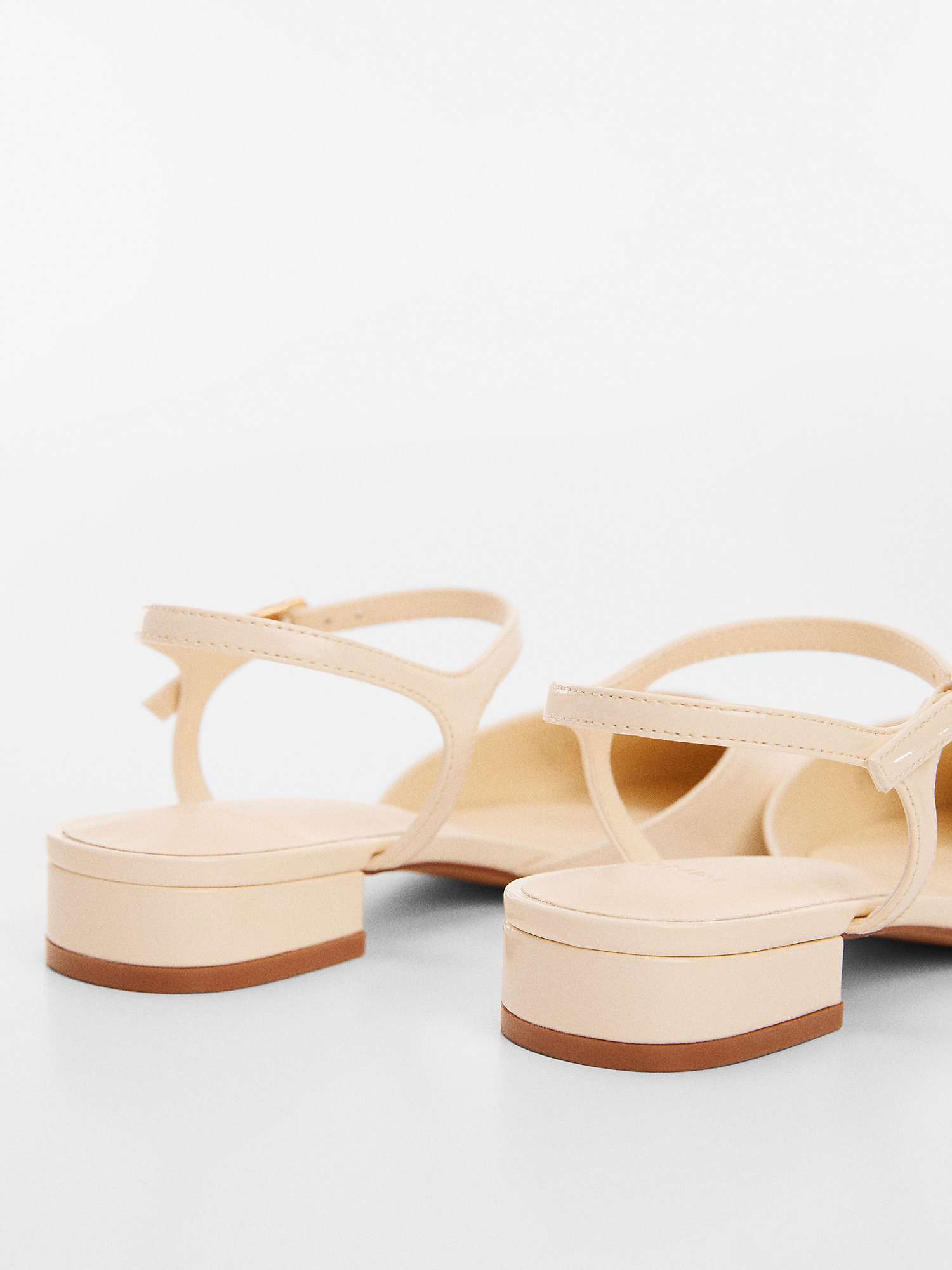 Buy Mango Rondo Patent Low Heel Slingback Shoes, Cream Online at johnlewis.com