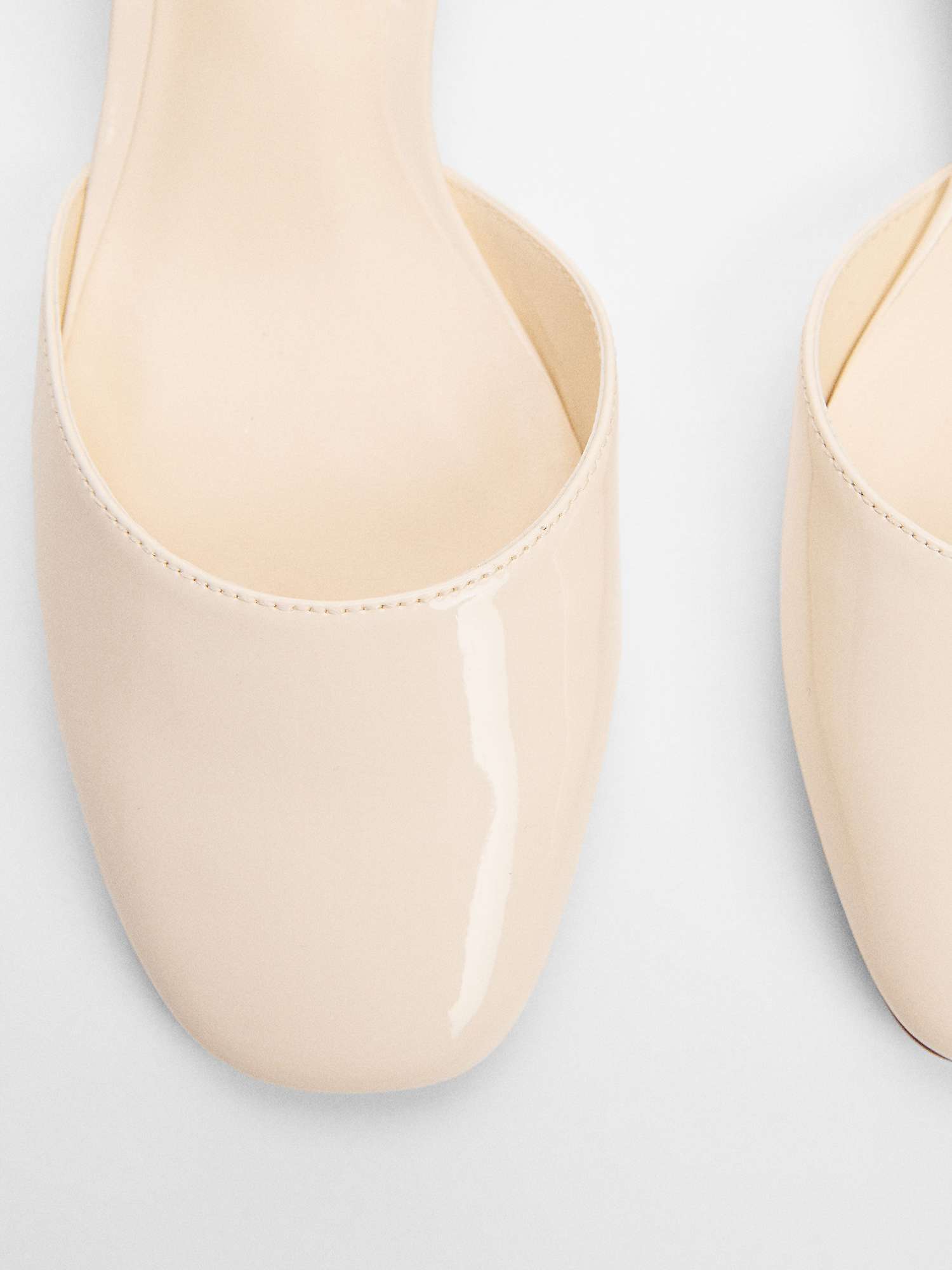 Buy Mango Rondo Patent Low Heel Slingback Shoes, Cream Online at johnlewis.com