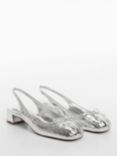 Mango Lago Metallic Crackle Effect Slingback Court Shoes, Silver