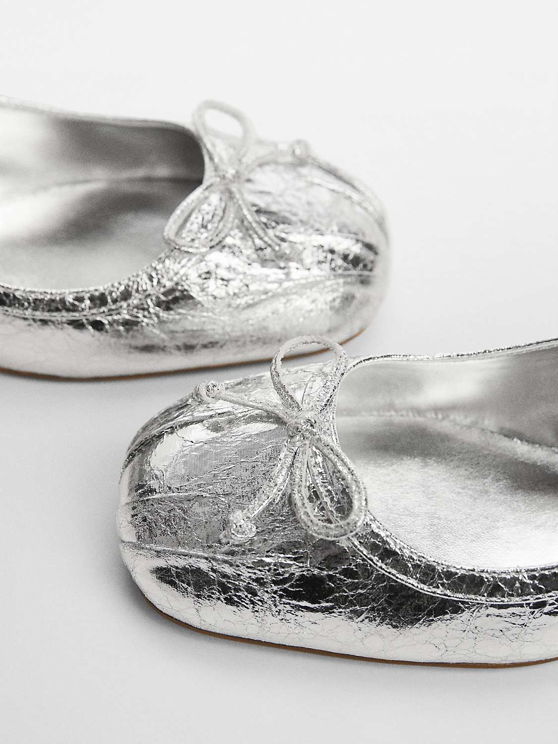 Buy Mango Lago Metallic Crackle Effect Slingback Court Shoes, Silver Online at johnlewis.com