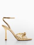 Mango Noto High Heel Leather Sandals, Gold