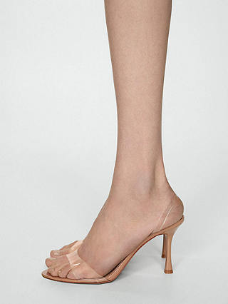 Mango Belma Transparent Heel Sandals, Light Pastel Pink