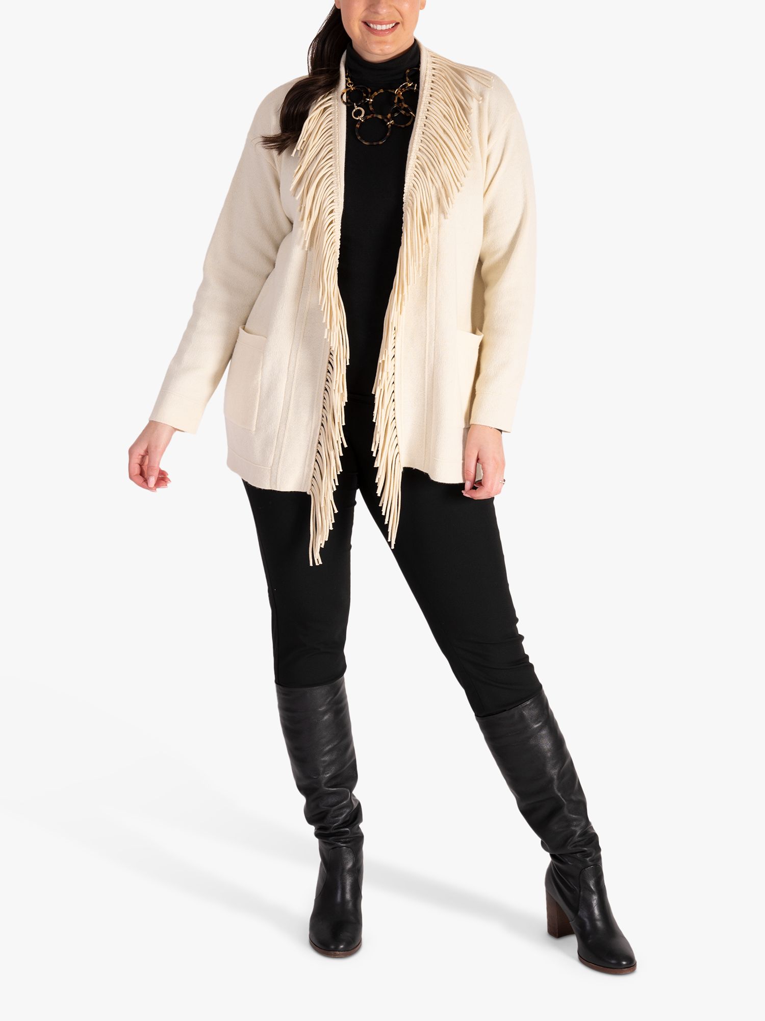 Buy chesca Wool Blend Fringe Detail Cardigan, Cream Online at johnlewis.com