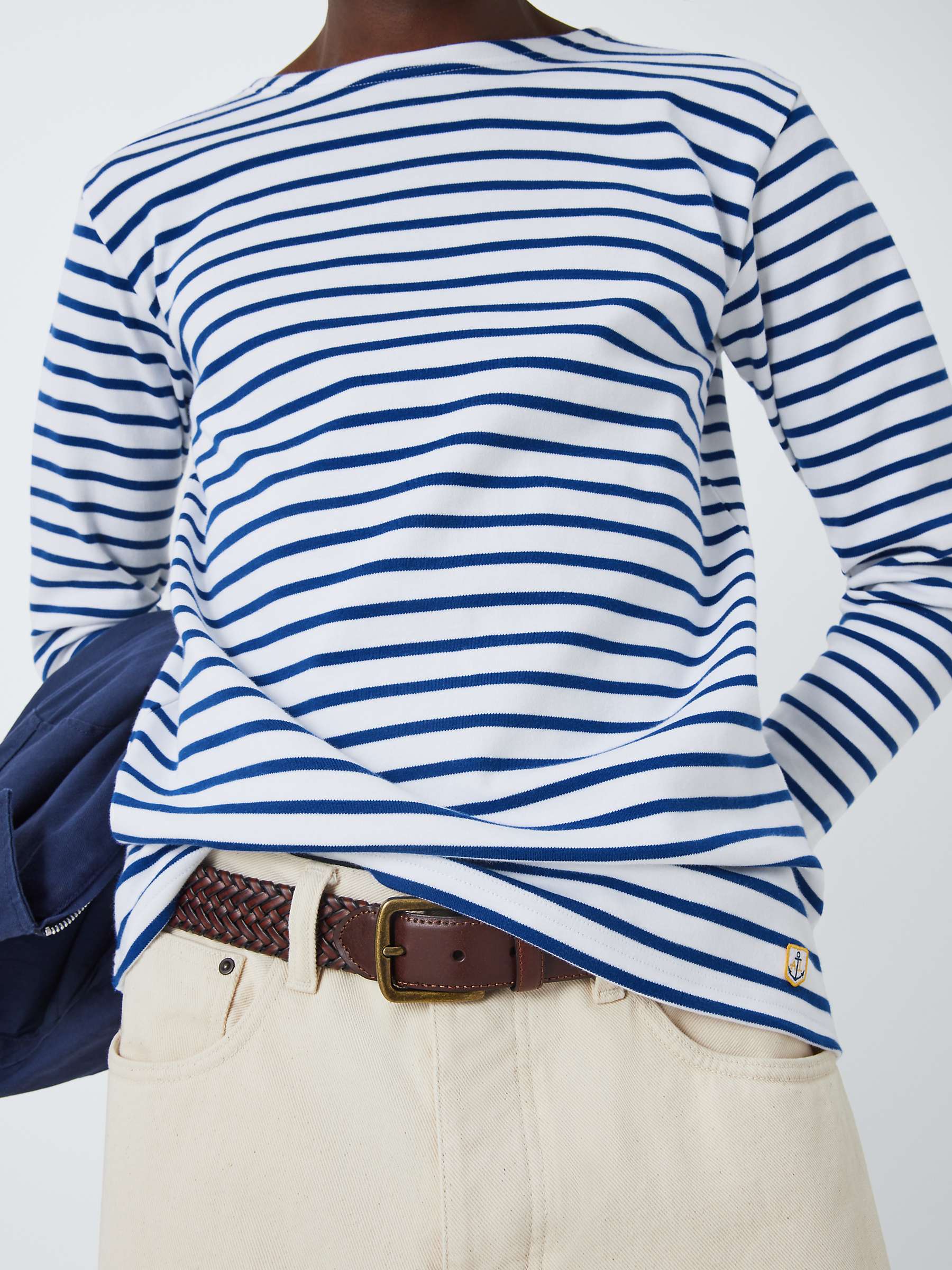 Buy Armor Lux Breton Long Sleeve Stripe Shirt, White/Blue Online at johnlewis.com