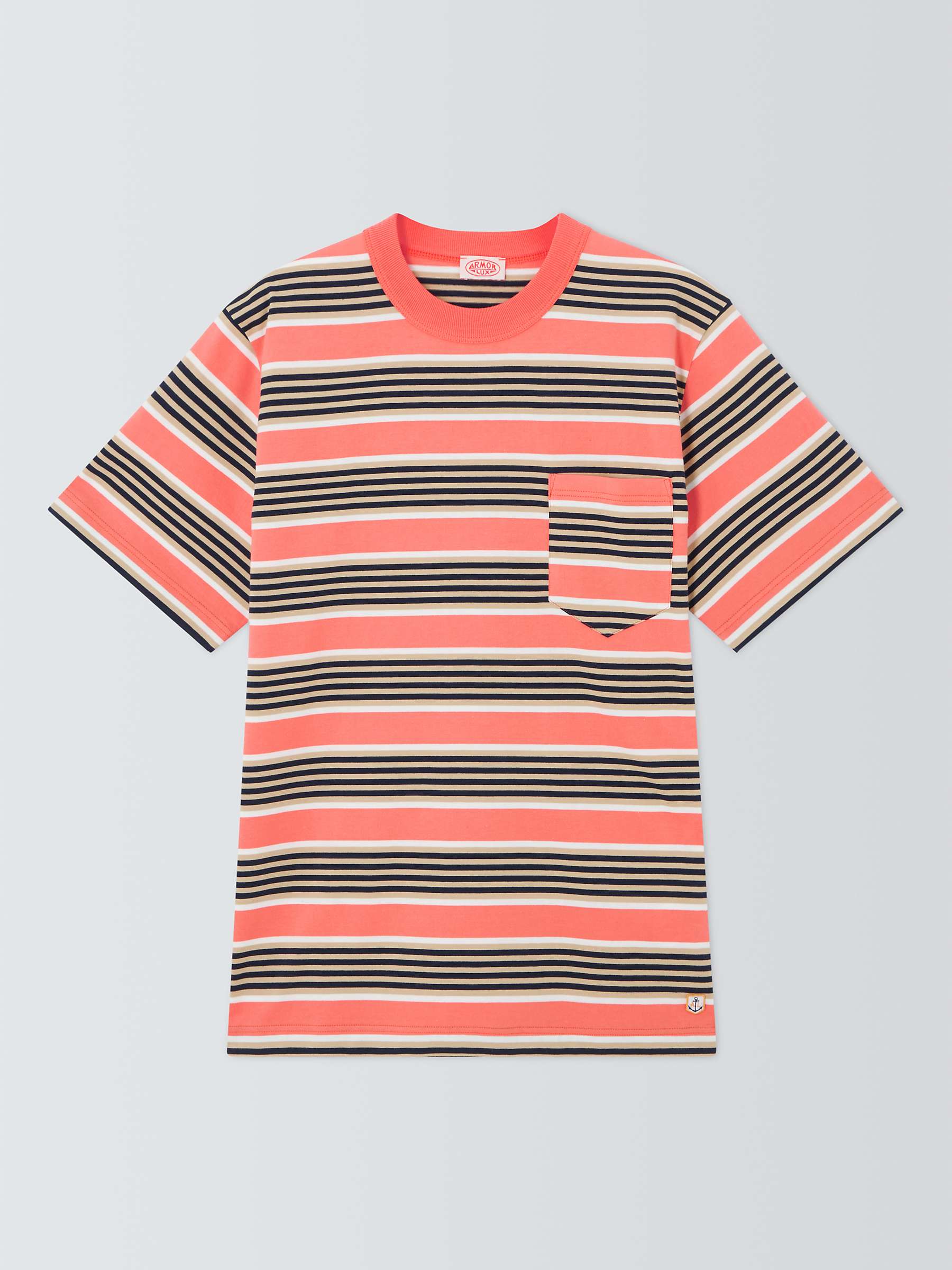 Buy Armor Lux Fancy Striped Short Sleeve T-Shirt, Orange/Multi Online at johnlewis.com