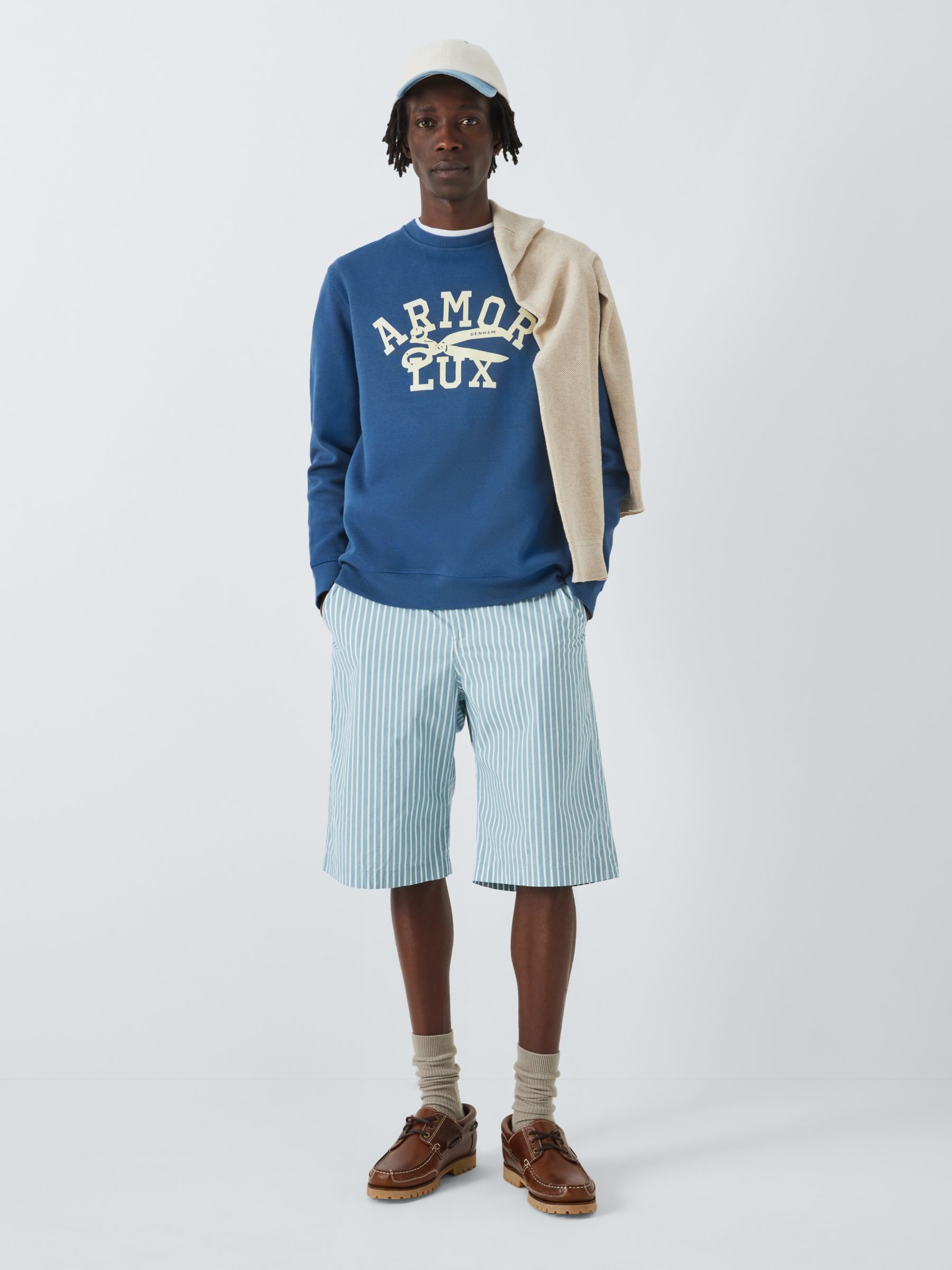 Buy Armor Lux Raye Heritage Striped Shorts, Blue/White Online at johnlewis.com