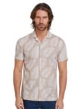 Raging Bull Palm Leaf Cotton Shirt, Brown/White