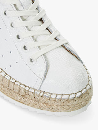 Dune Explainedd Leather Lace-Up Wedge Espadrille Shoes, White