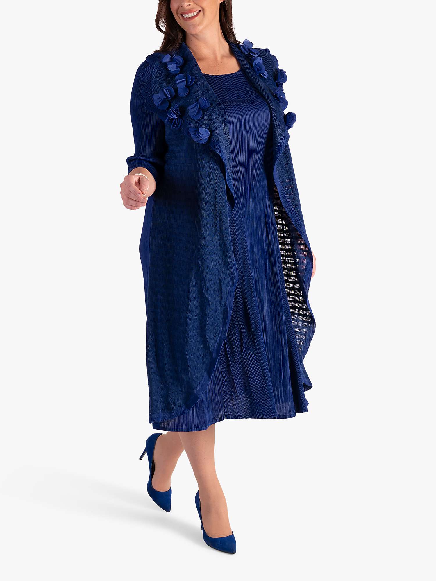Buy chesca Chiffon Flower Detail Pleated Dress, Royal Blue Online at johnlewis.com