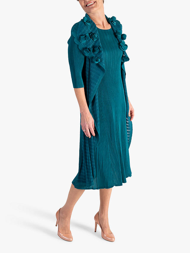 chesca Chiffon Flower Detail Pleated Dress, Jade