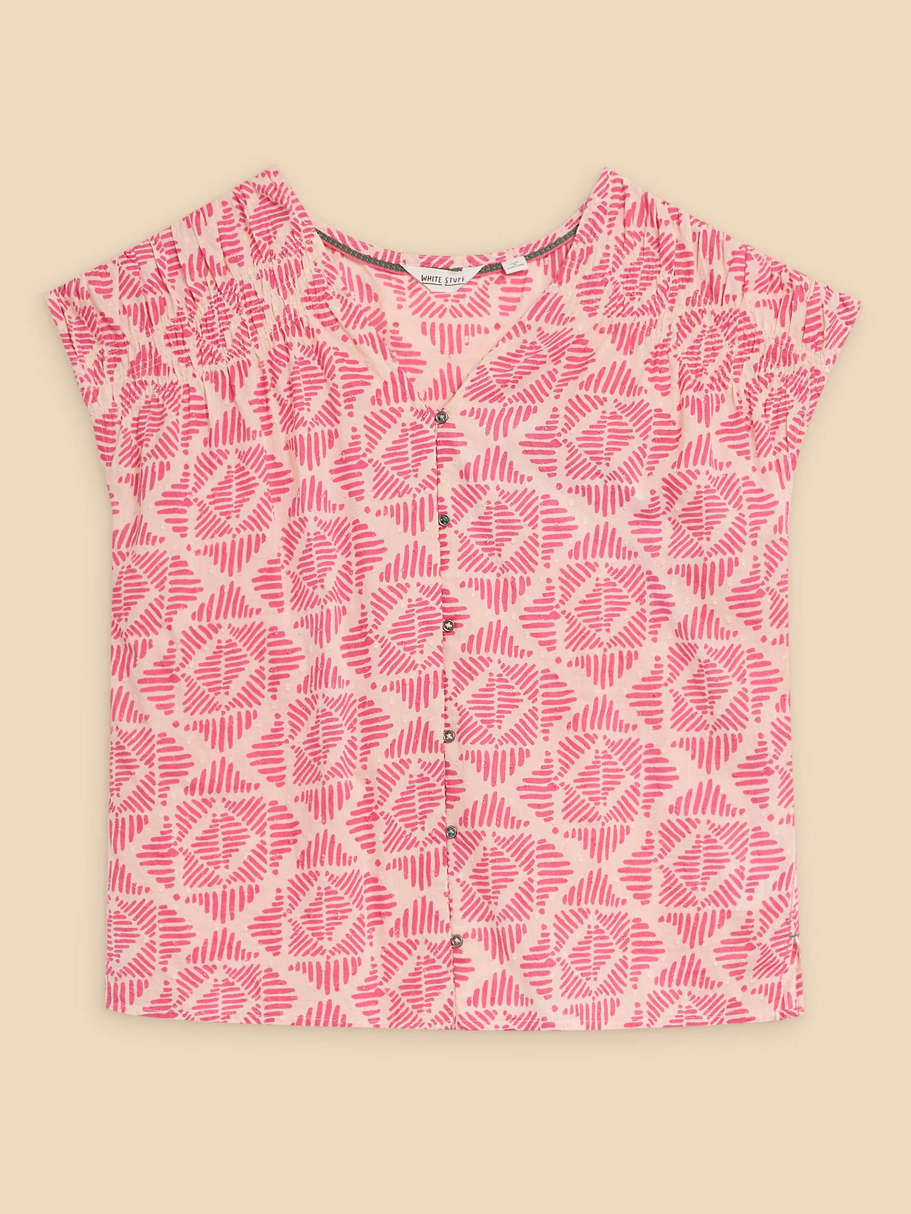 Buy White Stuff Rae Abstract Print Organic Cotton Blouse, Pink Online at johnlewis.com