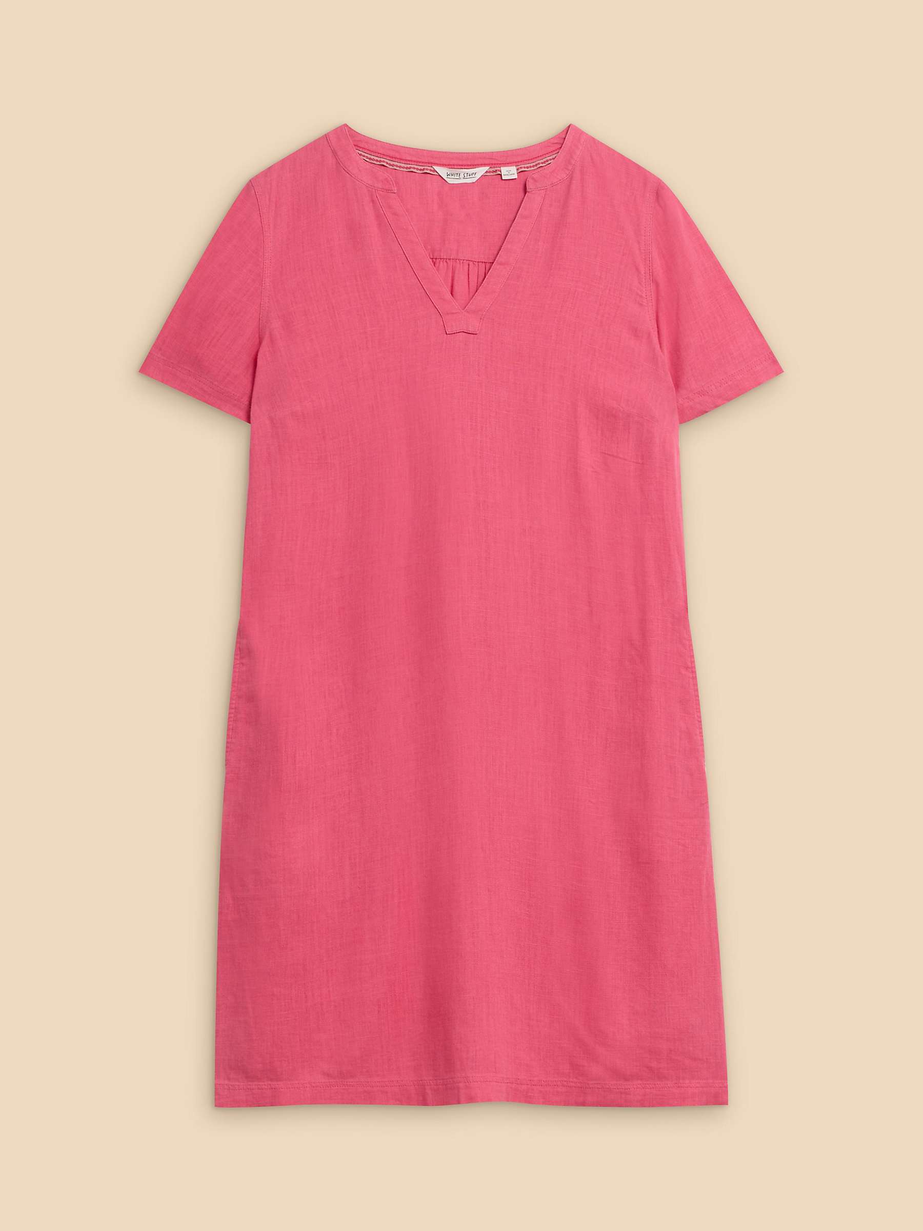 Buy White Stuff Lydia Linen Blend Shift Dress, Pink Online at johnlewis.com