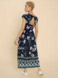 White Stuff Addison Floral Stripe Midi Dress, Navy