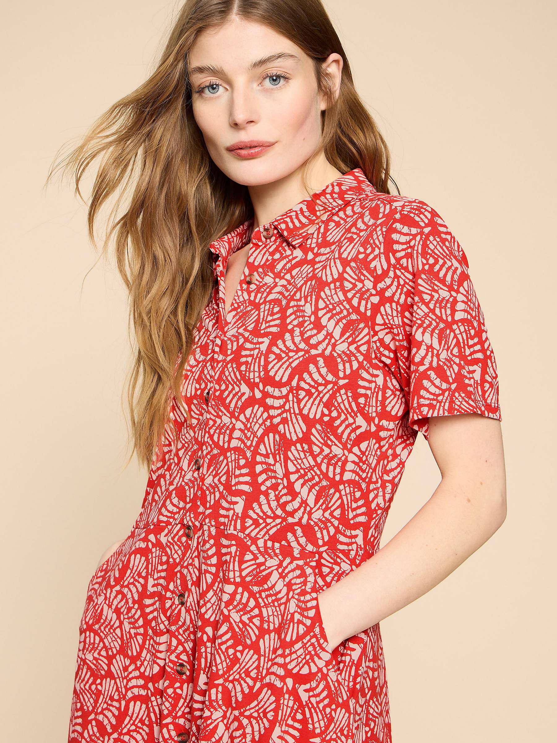 Buy White Stuff Ria Abstract Print Jersey Shirt Dress, Red/White Online at johnlewis.com