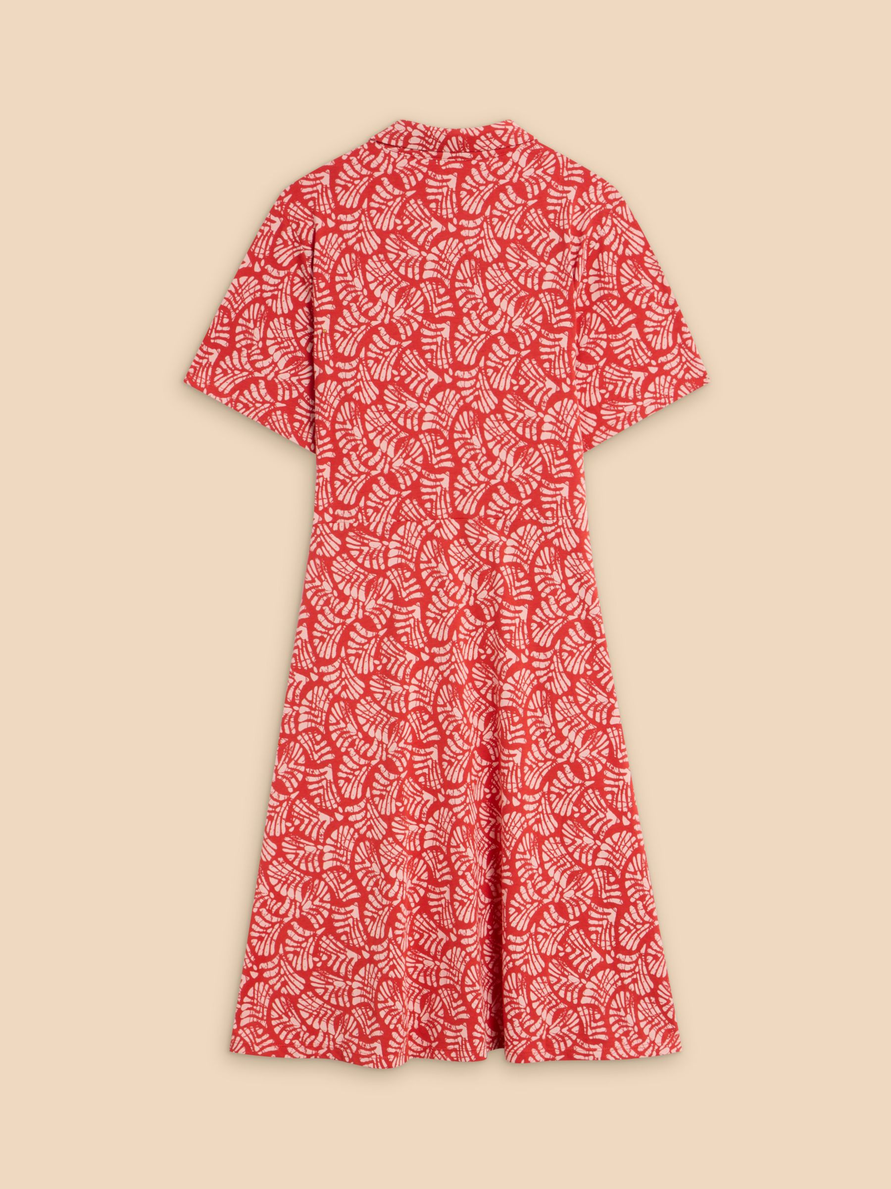 White Stuff Ria Abstract Print Jersey Shirt Dress, Red/White, 6
