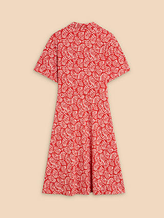 White Stuff Ria Abstract Print Jersey Shirt Dress, Red/White