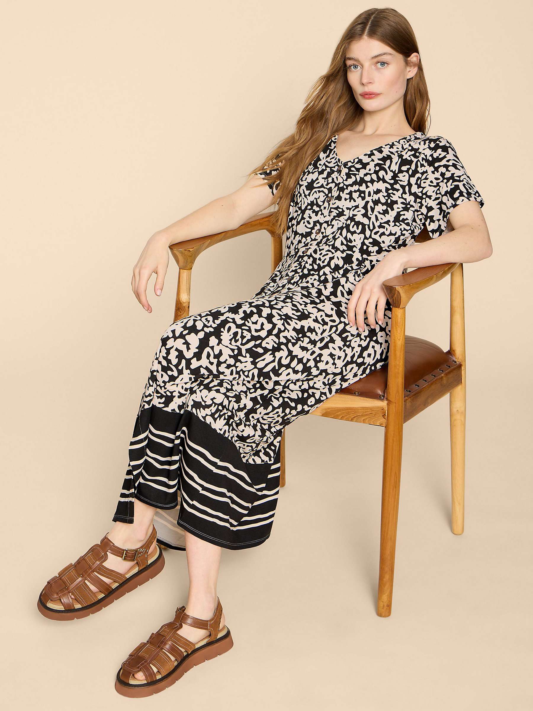 Buy White Stuff Amelia Jersey Midi Dress, Black/Ivory Online at johnlewis.com