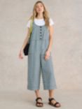 White Stuff Viola Linen Dungarees, Green Print