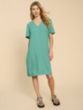 White Stuff Lydia Linen Blend Dress, Mid Teal