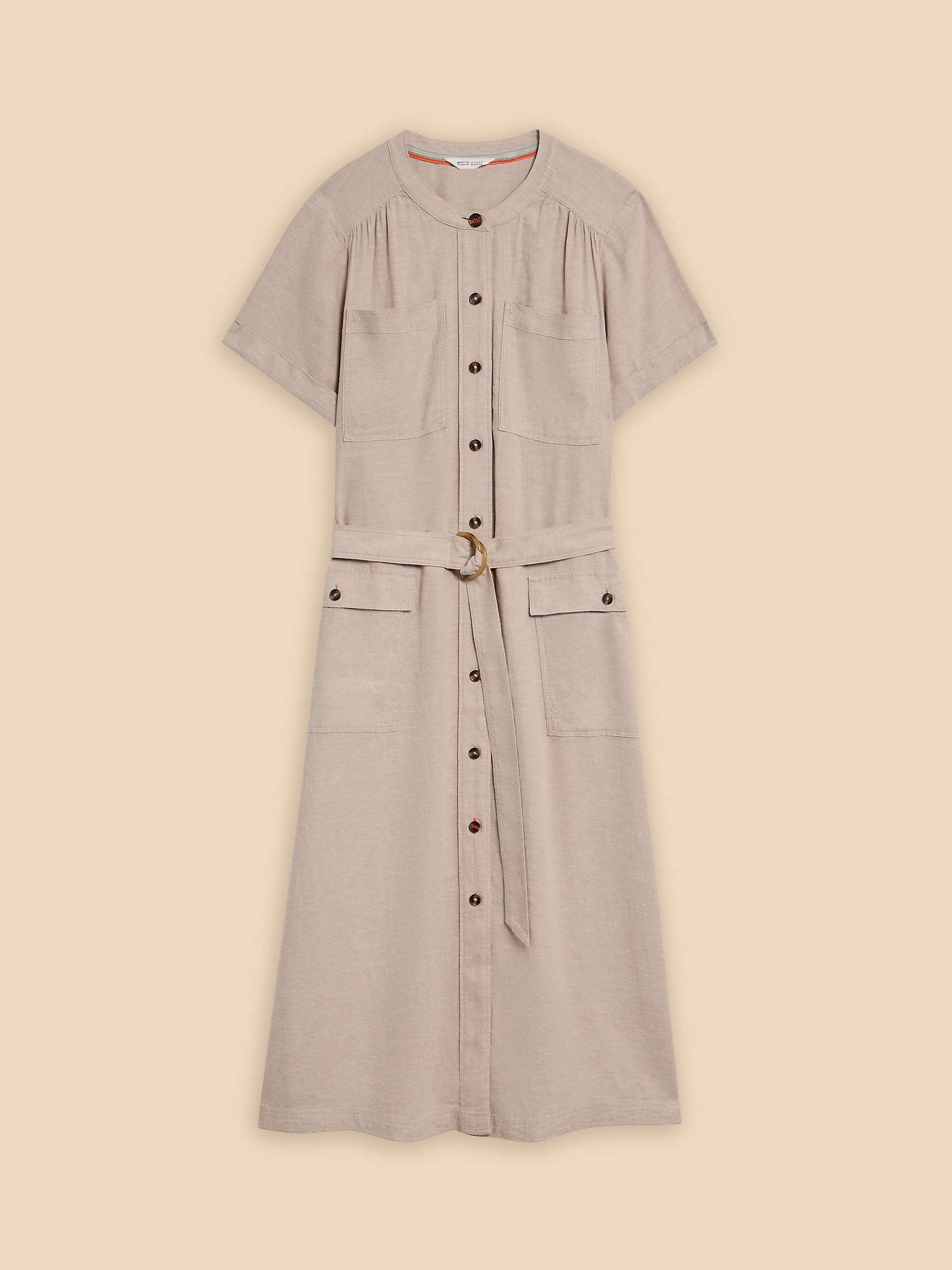 Buy White Stuff Hazel Linen Blend Midi Shirt Dress, Natural Online at johnlewis.com