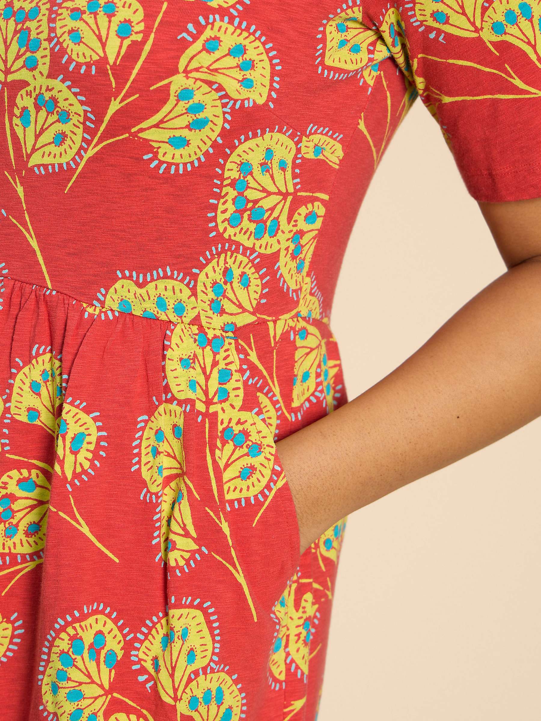Buy White Stuff Thea Notch Neck Cotton Dress, Red/Multi Online at johnlewis.com