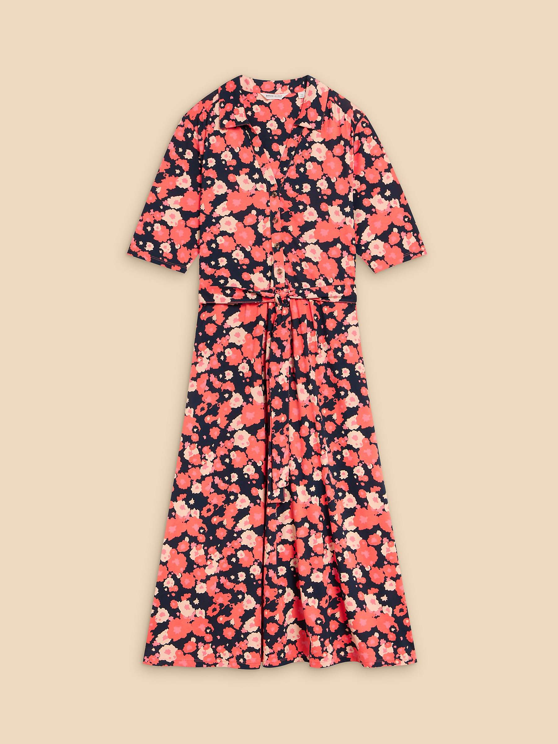 Buy White Stuff Ava Cotton Blend Floral Midi Dress, Red/Multi Online at johnlewis.com