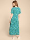 White Stuff Amelia Ecovero Midi Dress, Teal/Multi