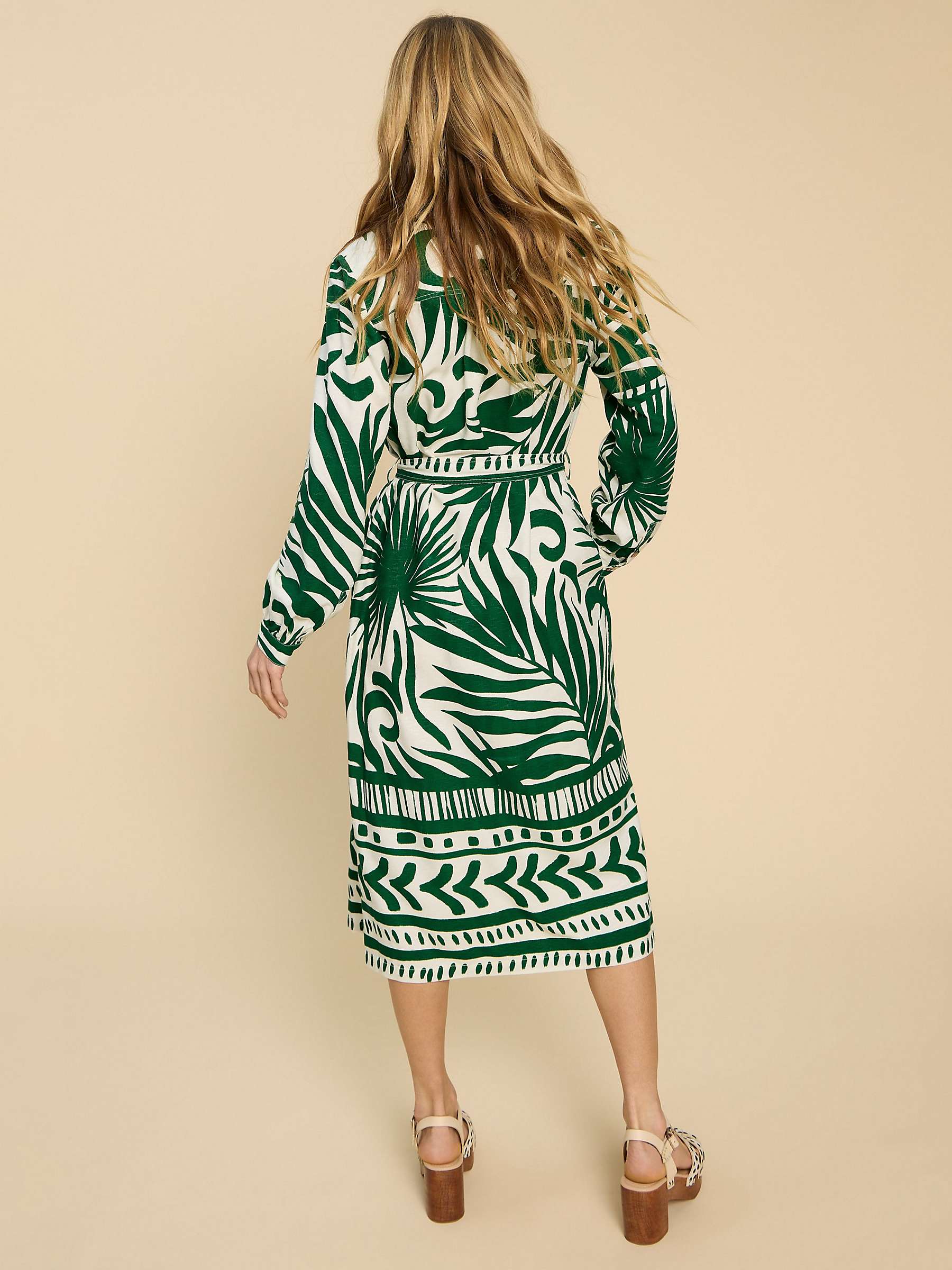 Buy White Stuff Toni Abstract Print Midi Shirt Dress, Green/Ivory Online at johnlewis.com