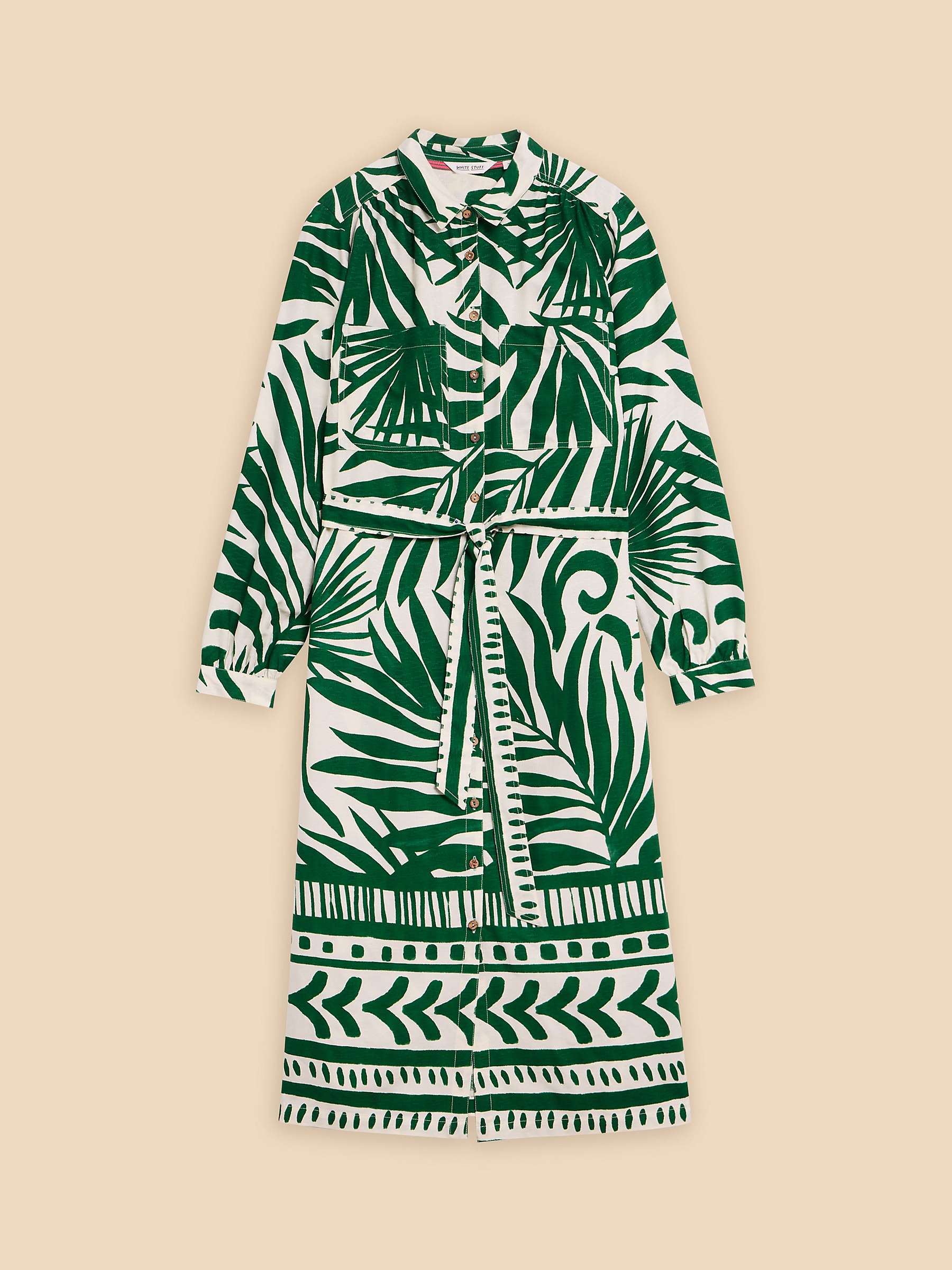 Buy White Stuff Toni Abstract Print Midi Shirt Dress, Green/Ivory Online at johnlewis.com
