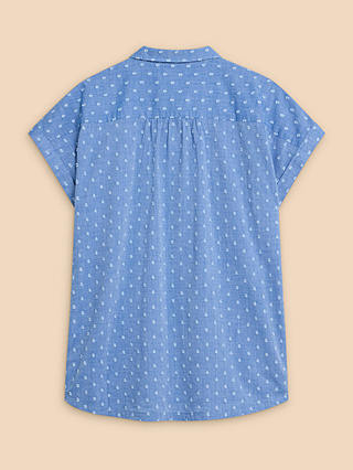 White Stuff Ellie Organic Cotton Shirt, Blue/Multi