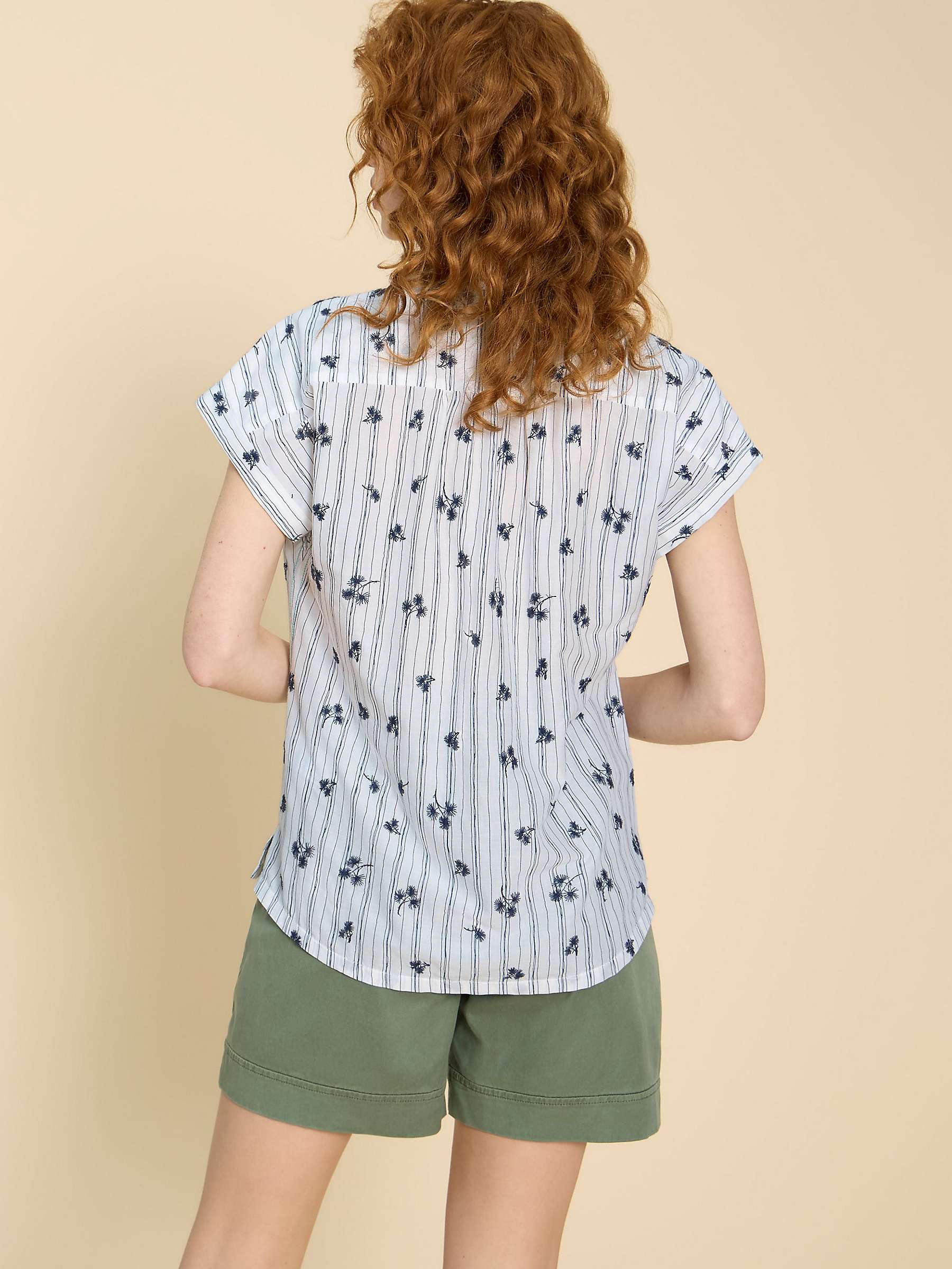 Buy White Stuff Ellie Stripe Embroidered Shirt, Ivory/Multi Online at johnlewis.com