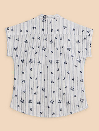 White Stuff Ellie Stripe Embroidered Shirt, Ivory/Multi