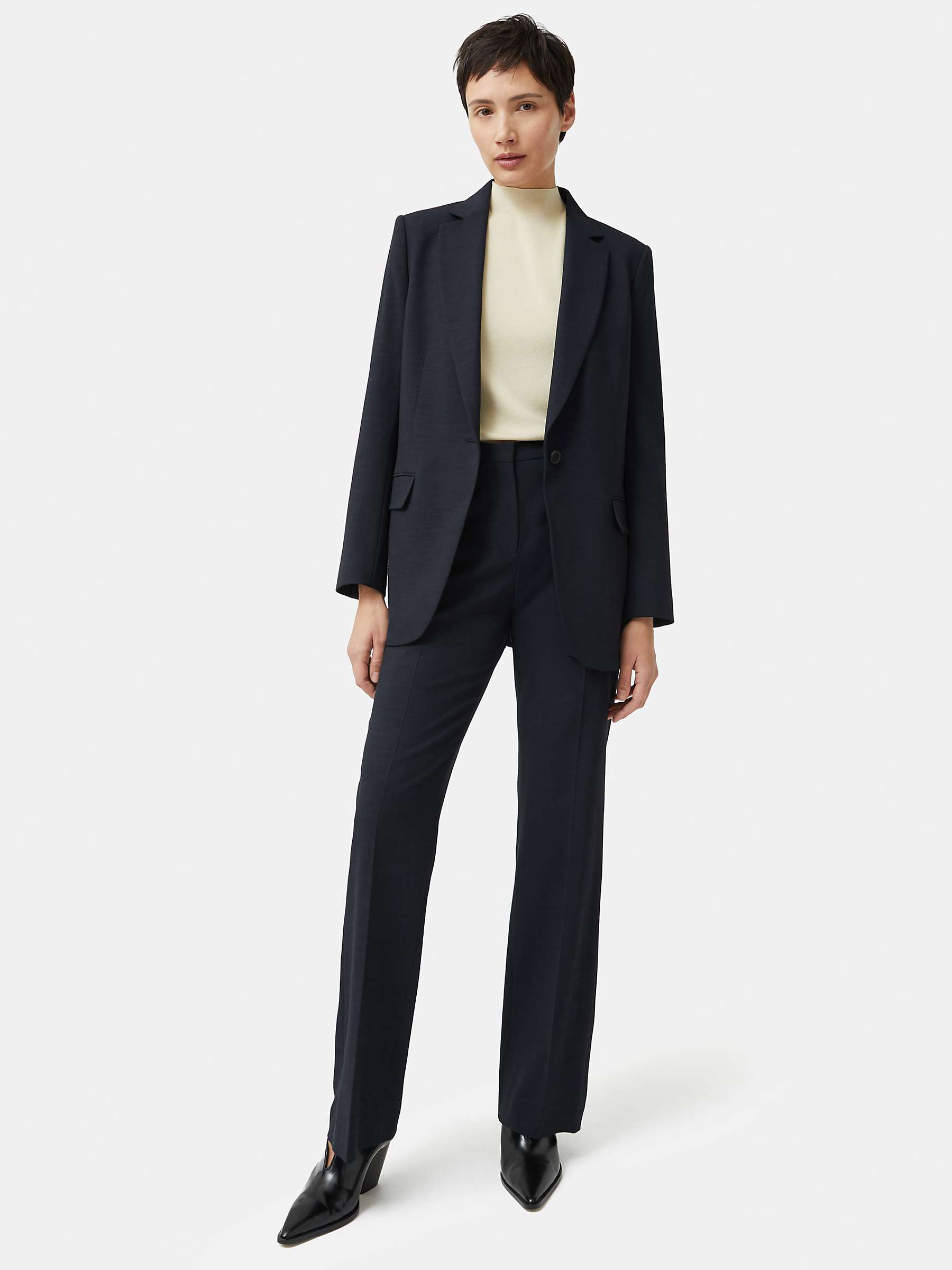 Buy Jigsaw Crosshatch Mason Tailored Trousers, Navy Online at johnlewis.com