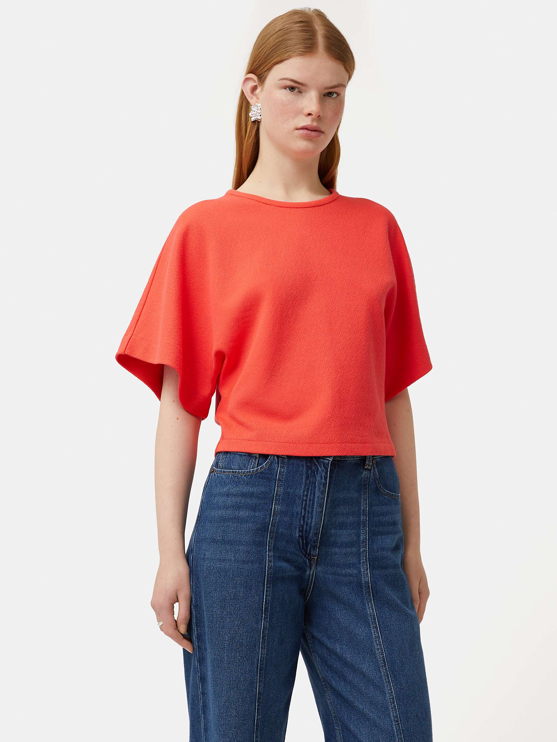 Buy Jigsaw Textured Jersey Top, Coral Online at johnlewis.com