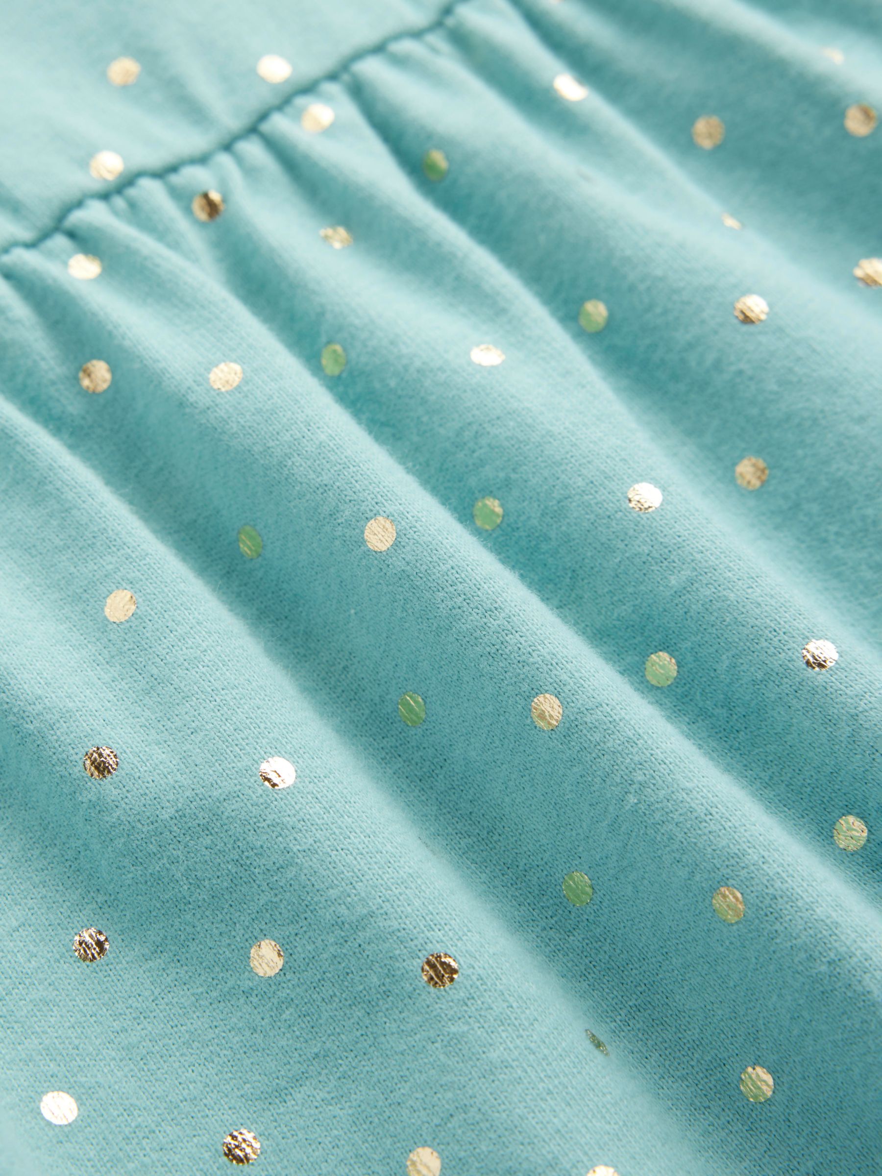 Buy Mini Boden Kids' Spot Flutter Short Sleeve Jersey Tiered Dress, Aqua Sea Online at johnlewis.com