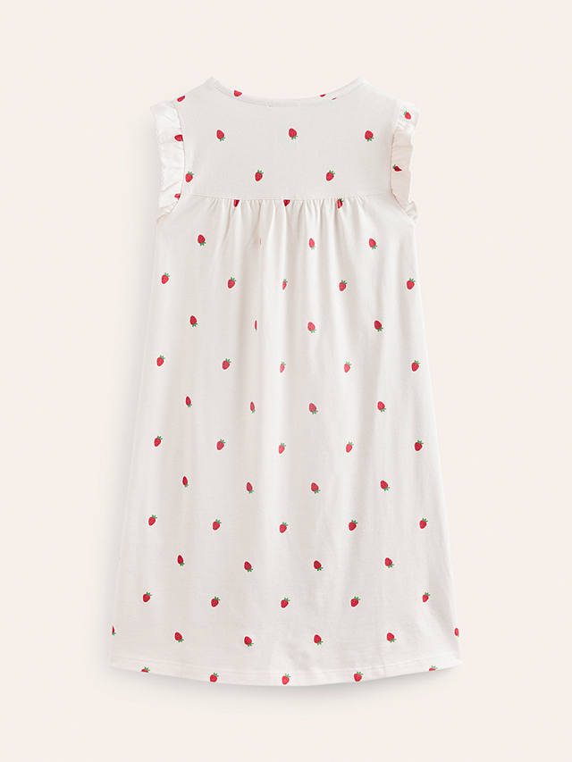 Mini Boden Kids' Strawberry Print Short Sleeve Nightie, Ivory/Multi