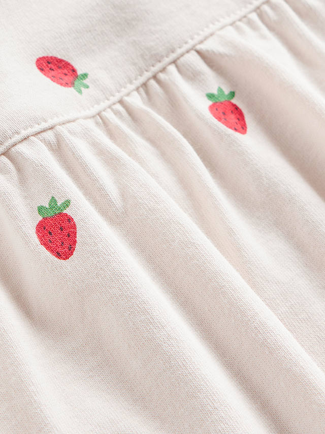 Mini Boden Kids' Strawberry Print Short Sleeve Nightie, Ivory/Multi
