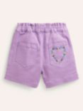 Mini Boden Kids' Floral Embroidered Pull-On Shorts, Purple