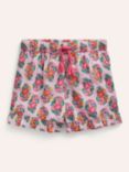 Mini Boden Kids' Floral Print Frill Hem Drawstring Shorts, Almond Pink