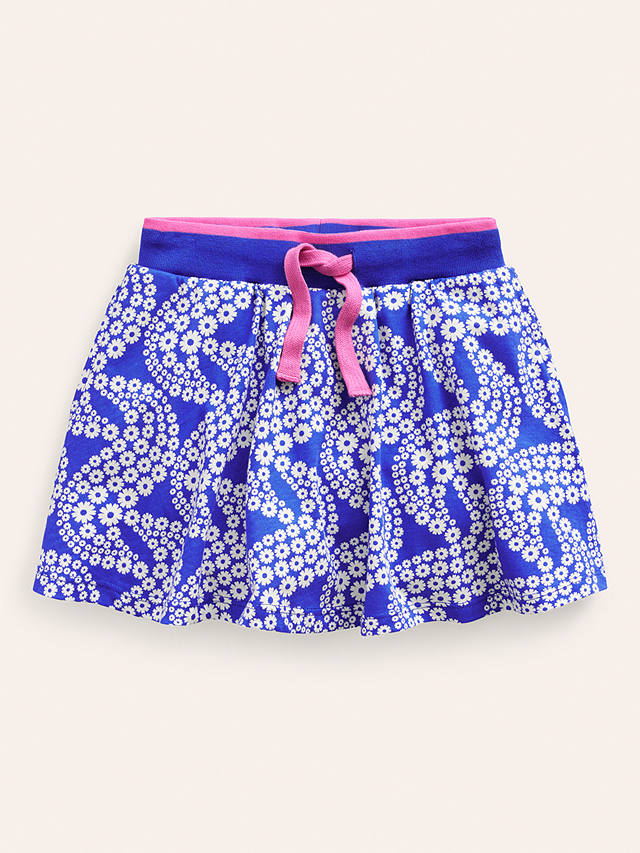 Mini Boden Kids' Floral Print Jersey Skort, Greek Blue