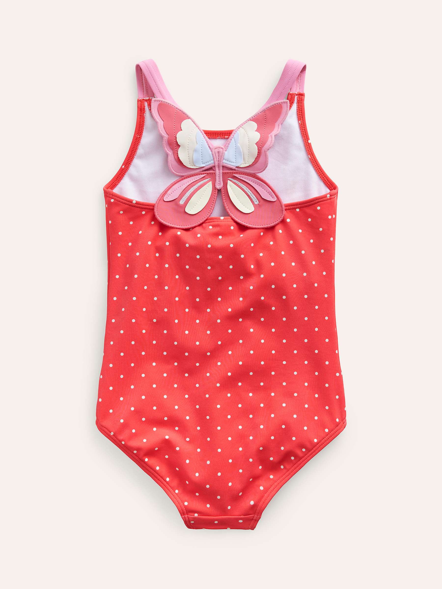 Buy Mini Boden Kids' Spot Print Butterfly Back Swimsuit, Coral Online at johnlewis.com