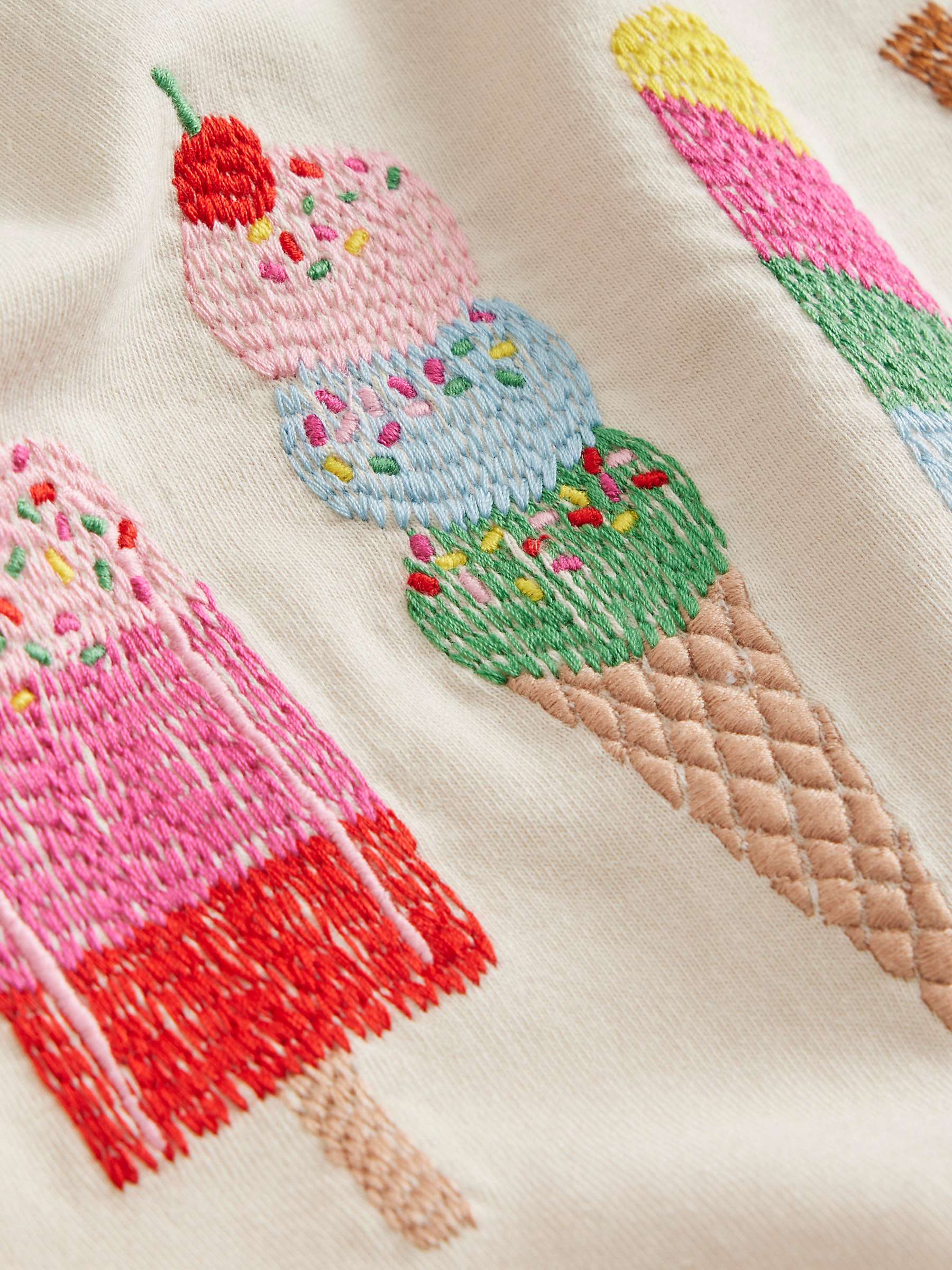 Buy Mini Boden Kids' Superstitch Ice Cream T-Shirt, Vanilla Online at johnlewis.com