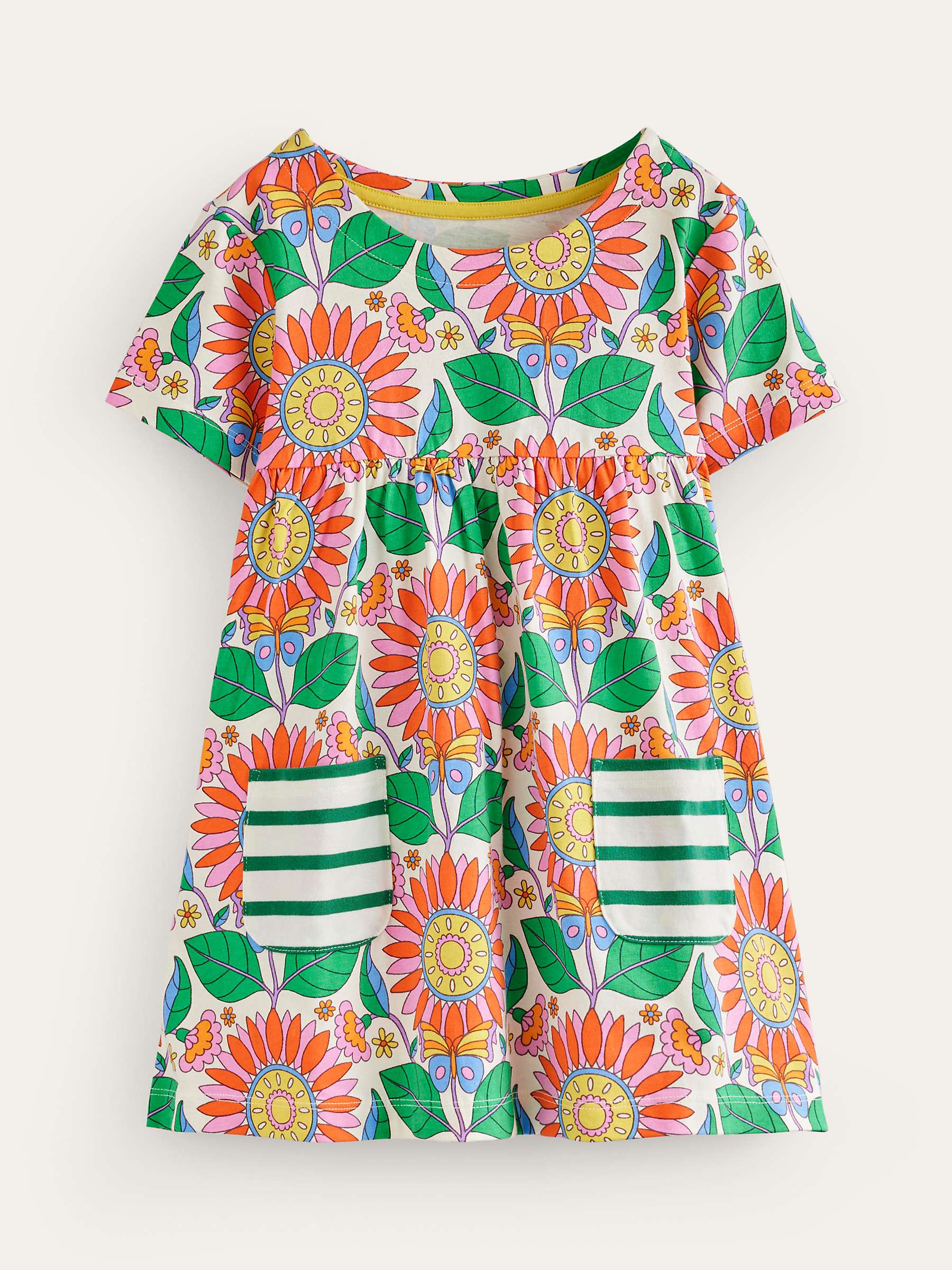Buy Mini Boden Kids' Daisy Print Short Sleeve Tunic, Multi Vine Online at johnlewis.com