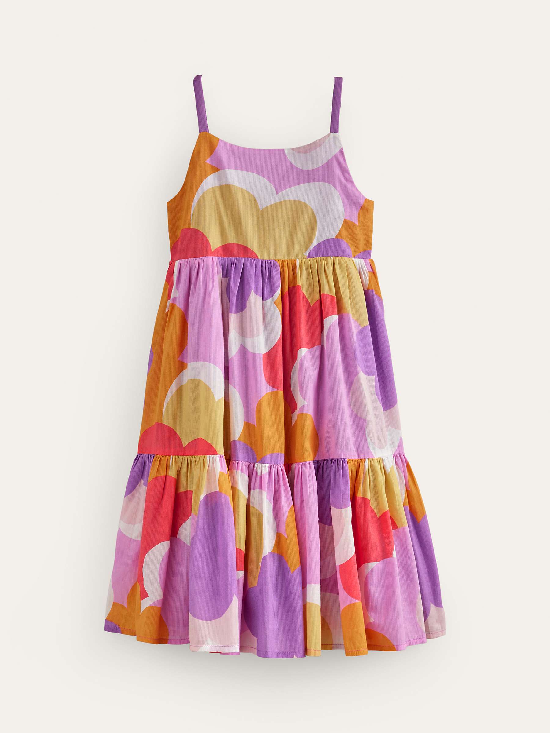 Buy Mini Boden Kids' Floral Print Twirly Tiered Sun Dress, Jam Red Daisy Cloud Online at johnlewis.com