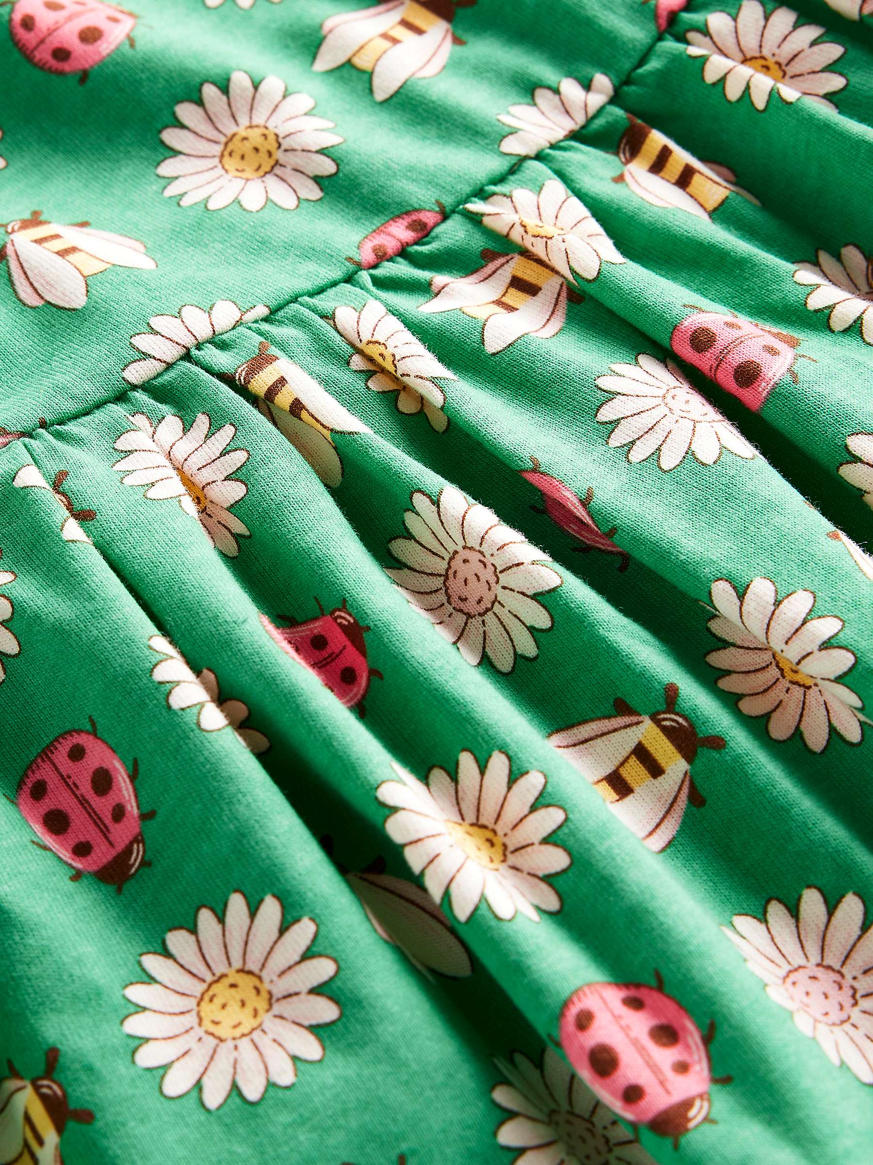 Buy Mini Boden Kids' Fun Daisy & Bugs Print Short Sleeved Jersey Dress, Pea Green Online at johnlewis.com