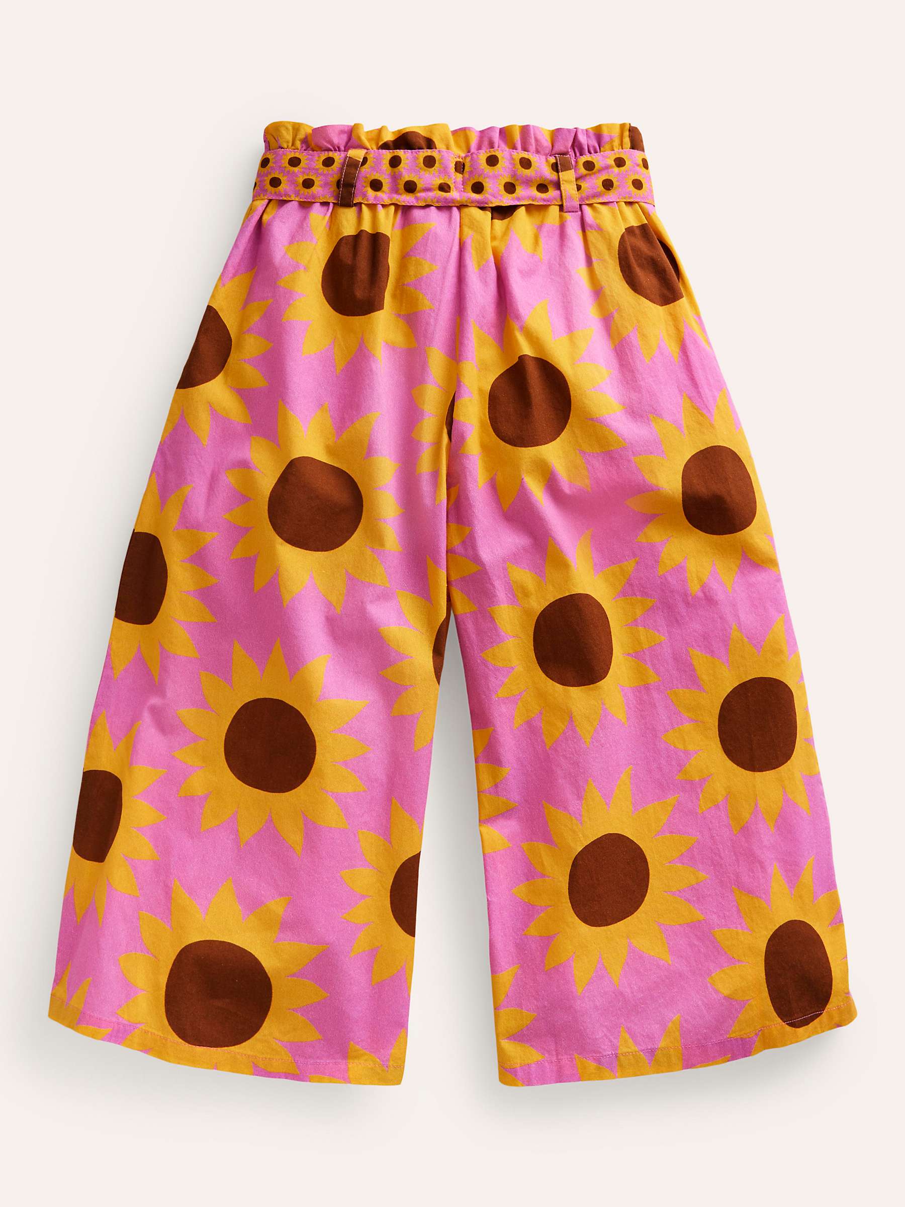 Buy Mini Boden Kids' Sunflower Print Wide Leg Trousers, Pink/Multi Online at johnlewis.com