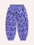 Mini Boden Kids' Floral Print Harem Jersey Trousers, Greek Blue Wave
