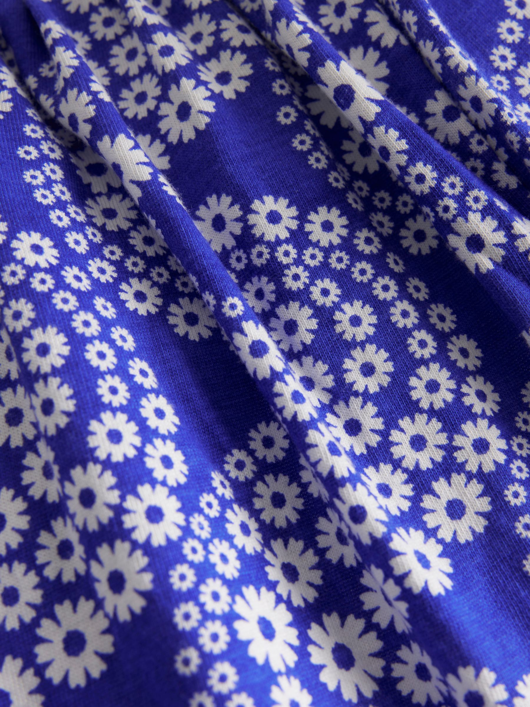 Mini Boden Kids' Floral Print Harem Jersey Trousers, Greek Blue Wave, 8Y