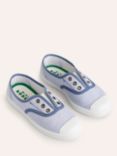 Mini Boden Kids' Canvas Laceless Stripe Pull On Plimsolls, Blue Ticking